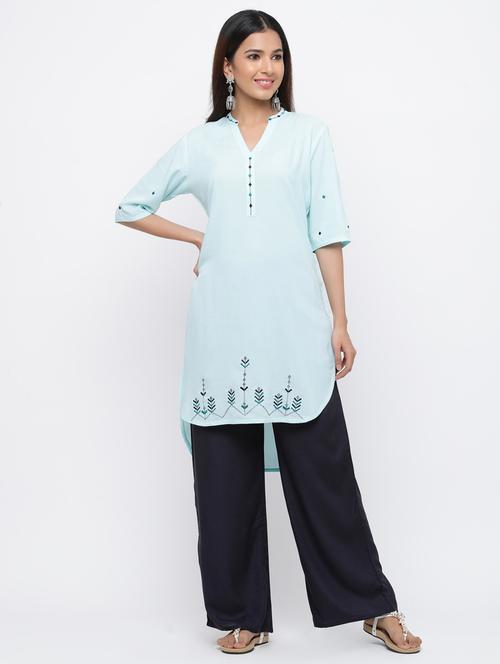 embroidered kurta palazzo set - 17241858 - Very Small Image - 1