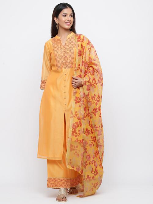 embroidered kurta palazzo set - 17241865 - Very Small Image - 1