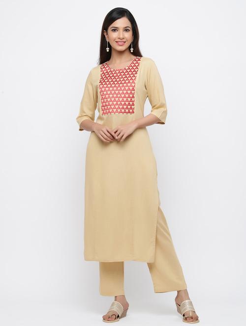 embroidered kurta palazzo set - 17241866 - Very Small Image - 1