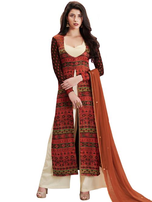 printed straight pant semi-stitched suit - 17241902 - Very Small Image - 1