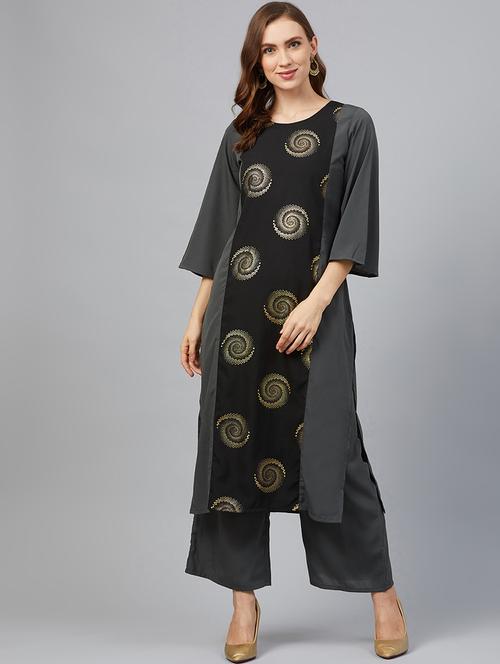 foil print kurta palazzo set - 17242207 - Very Small Image - 1