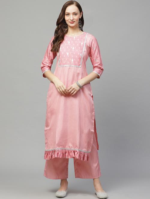 foil print kurta palazzo set - 17242216 - Very Small Image - 1