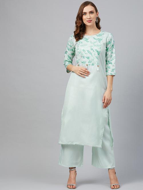 foil print kurta palazzo set - 17242220 - Very Small Image - 1