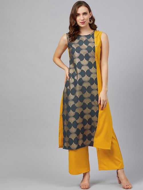 foil print kurta pant set - 17242228 - Very Small Image - 1
