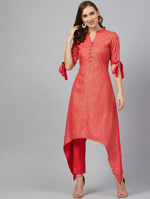 foil print kurta pant set - 17242231 - Very Small Image - 1