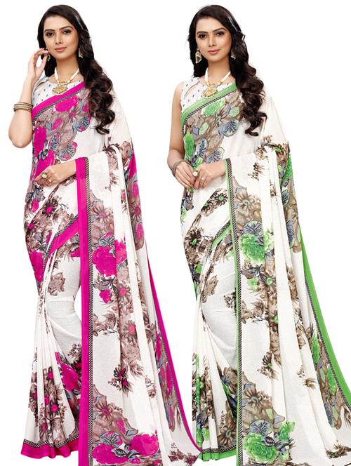 set of 2 pcs saree with blouse - 17242916 - Very Small Image - 1