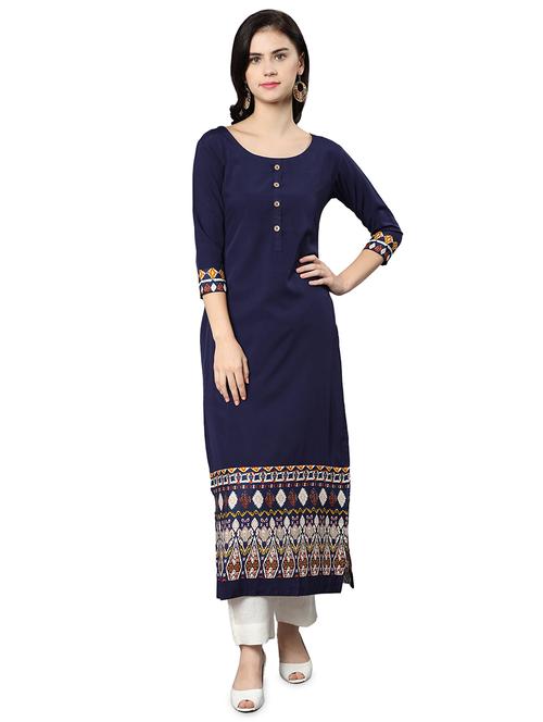 printed straight kurta - 17245015 - Very Small Image - 1