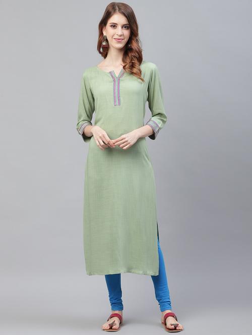 embroidered straight kurta - 17245133 - Very Small Image - 1