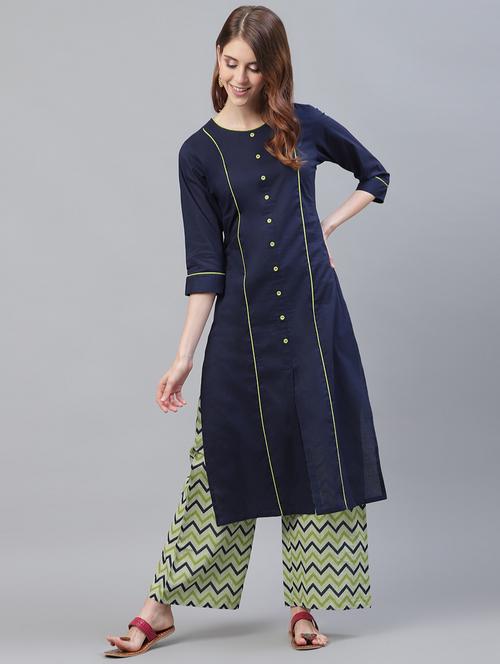 solid kurta palazzo set - 17245145 - Very Small Image - 1