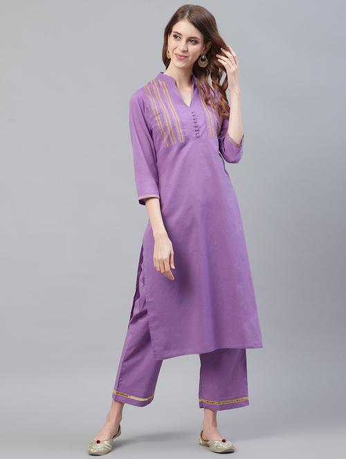 yoke embroidered kurta palazzo set - 17245147 - Very Small Image - 1