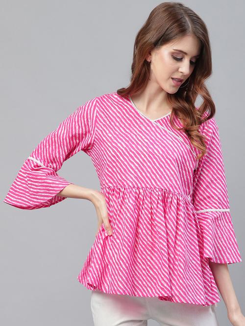 lace detail striped top - 17245156 - Very Small Image - 1