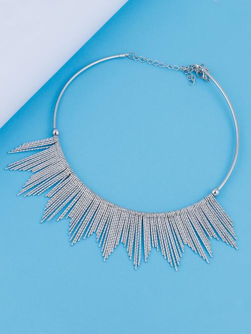 silver metal choker necklace - 17245970 - Very Small Image - 1