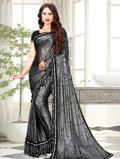 abstract printed saree with blouse - 17246030 - Very Small Image - 1