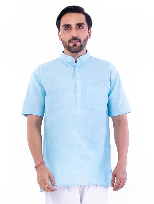 blue melange short kurta - 17246372 - Very Small Image - 1
