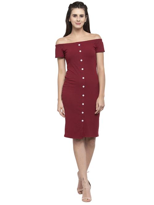 off shoulder ribbed bodycon dress - 17246402 - Very Small Image - 1