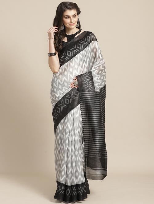ikat printed saree with blouse - 17246493 - Very Small Image - 1