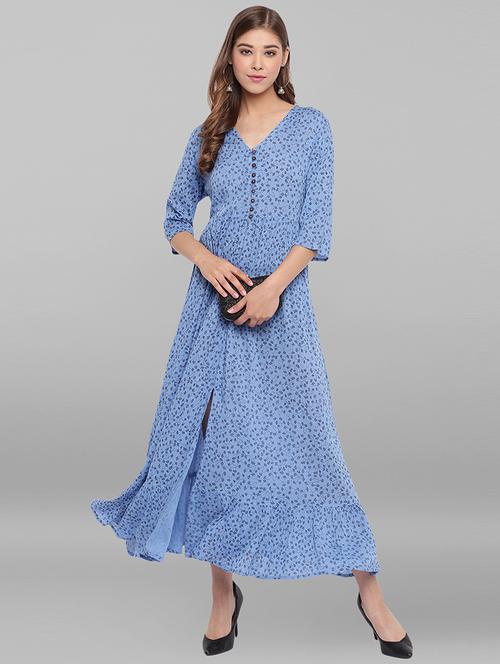 floral print flared ethnic dress - 17246622 - Very Small Image - 1