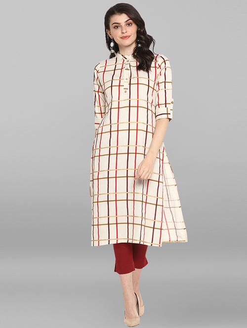checkered straight kurta - 17246631 - Very Small Image - 1
