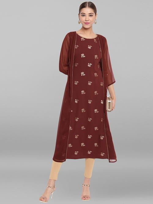 foil print a-line kurta - 17246639 - Very Small Image - 1