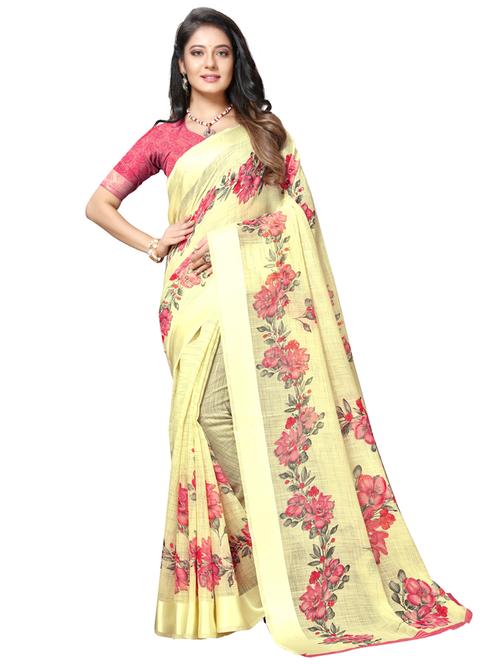 floral printed saree with blouse - 17246914 - Very Small Image - 1