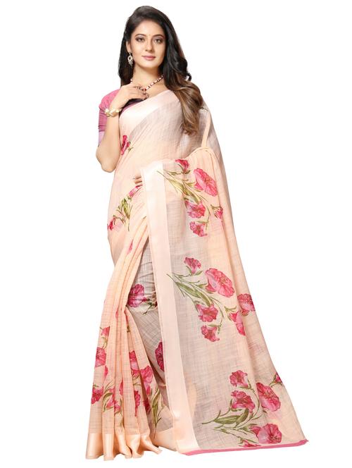 floral handloom saree with blouse - 17246935 - Very Small Image - 1