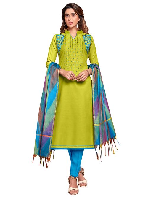 embroidered straight pant unstitched suit - 17246936 - Very Small Image - 1