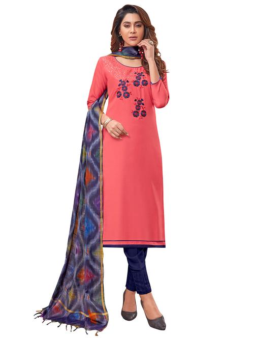 embroidered straight pant unstitched suit - 17246946 - Very Small Image - 1