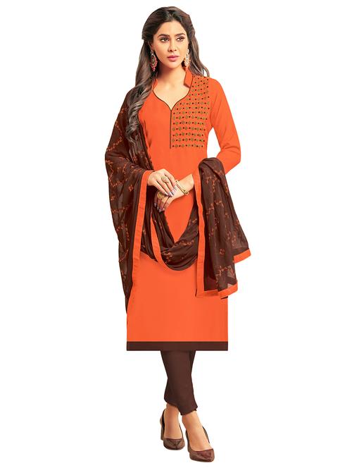 embroidered straight pant unstitched suit - 17246973 - Very Small Image - 1
