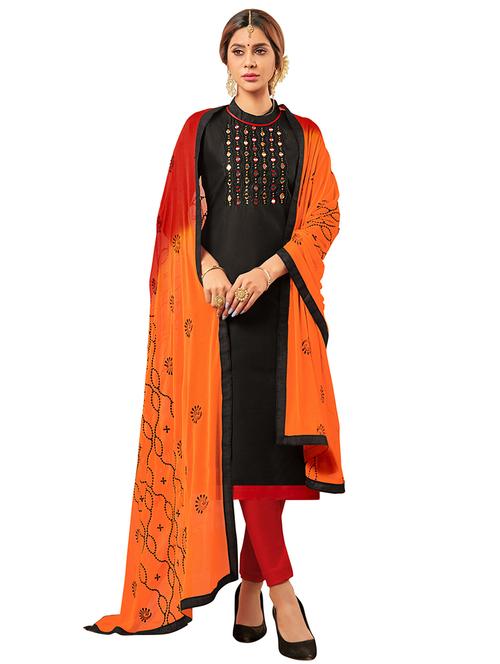 embroidered straight pant unstitched suit - 17246975 - Very Small Image - 1