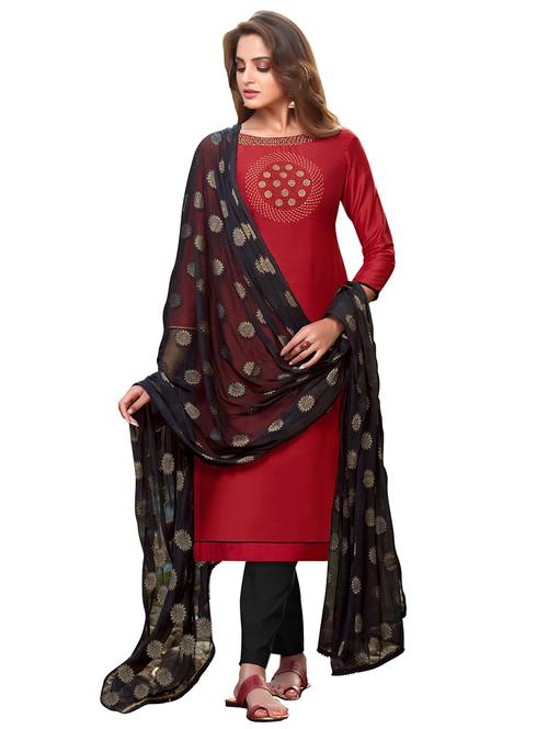 embroidered straight pant unstitched suit - 17246984 - Very Small Image - 1