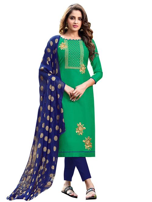 embroidered straight pant unstitched suit - 17246990 - Very Small Image - 1