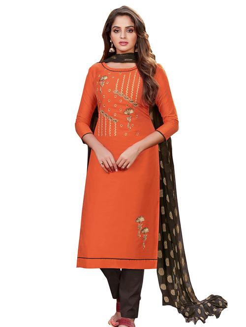 embroidered straight pant unstitched suit - 17246994 - Very Small Image - 1