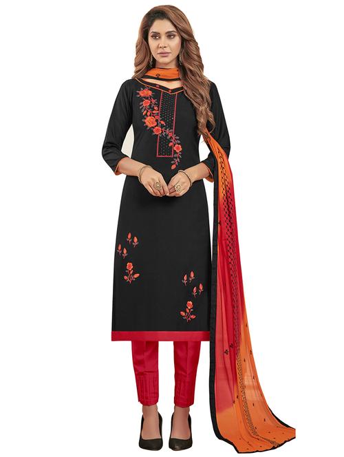 embroidered straight pant unstitched suit - 17247000 - Very Small Image - 1