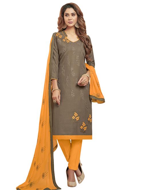 embroidered straight pant unstitched suit - 17247004 - Very Small Image - 1