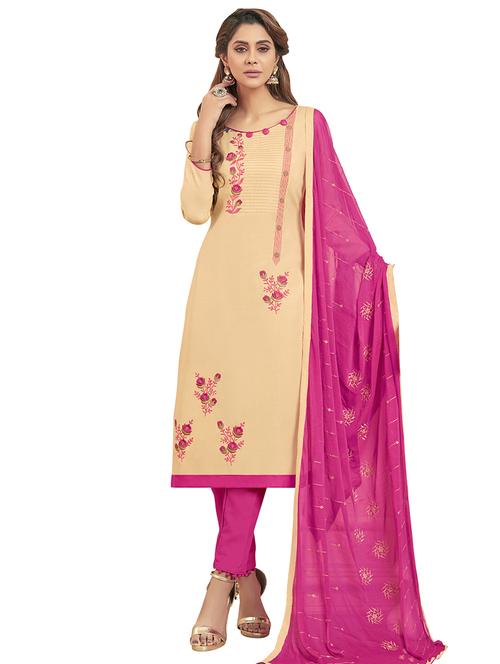 embroidered straight pant unstitched suit - 17247006 - Very Small Image - 1