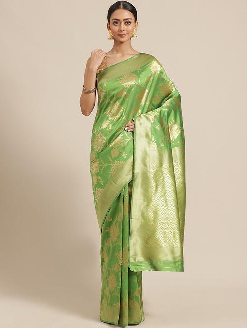 floral woven saree with blouse - 17247493 - Very Small Image - 1