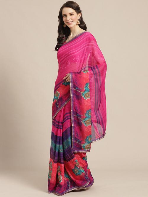 abstract printed saree with blouse - 17247522 - Very Small Image - 1