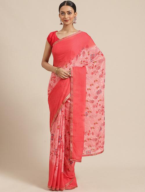 abstract printed saree with blouse - 17247530 - Very Small Image - 1