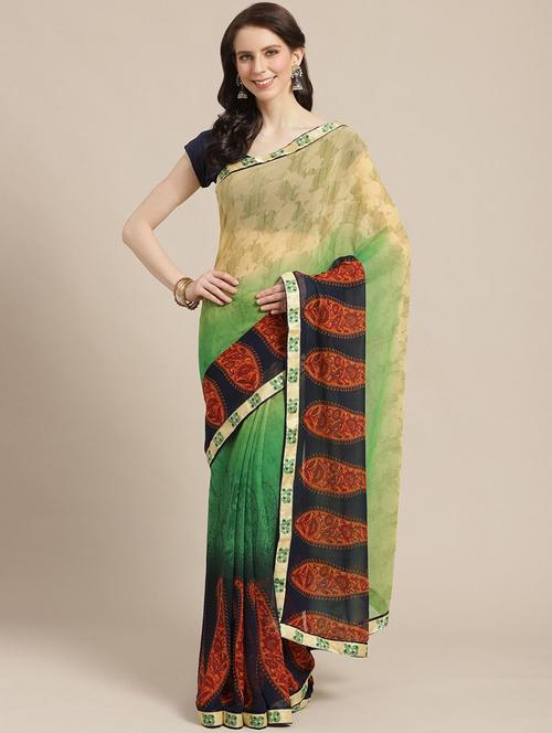 abstract printed saree with blouse - 17247561 - Very Small Image - 1