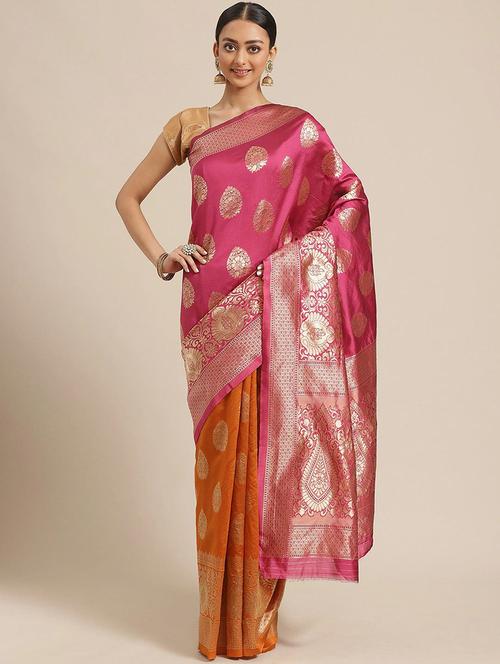 self design woven saree with blouse - 17247592 - Very Small Image - 1