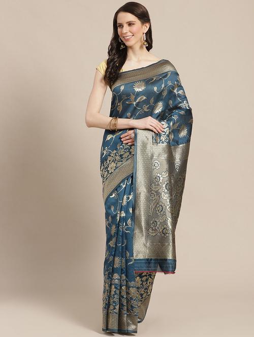 self design woven saree with blouse - 17247604 - Very Small Image - 1
