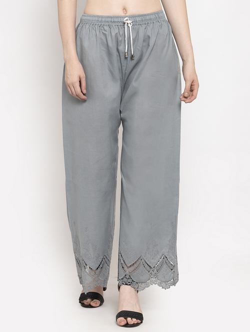 drawstring waist laced hem palazzo - 17249696 - Very Small Image - 1