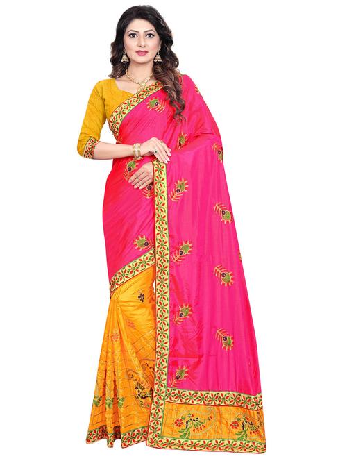 half & half embroidered saree - 17251026 - Very Small Image - 1