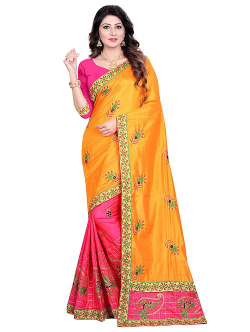 half & half embroidered saree with blouse - 17251029 - Very Small Image - 1
