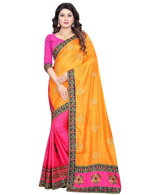half & half embroidered saree with blouse - 17251033 - Very Small Image - 1