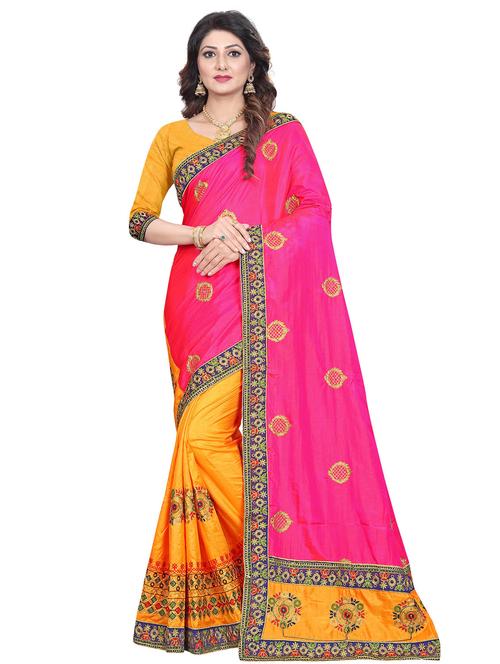 half & half embroidered saree - 17251035 - Very Small Image - 1