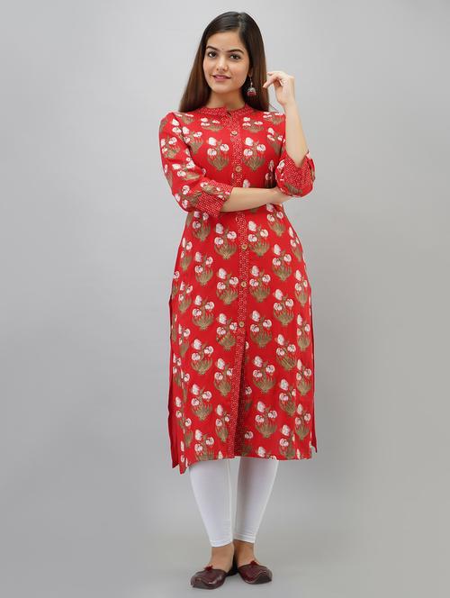 floral straight kurta - 17252325 - Very Small Image - 1