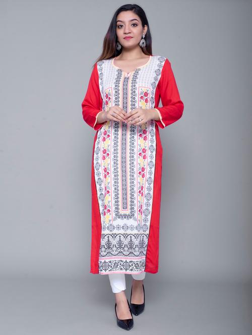 floral straight kurta - 17252366 - Very Small Image - 1