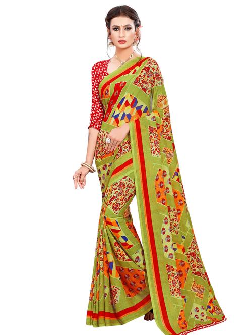 abstract printed saree with blouse - 17252373 - Very Small Image - 1