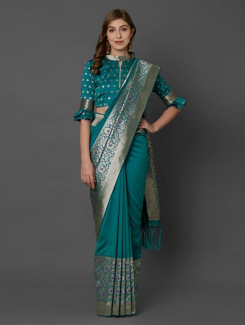 self design zari work kanjivaram saree with blouse - 17252573 - Very Small Image - 1
